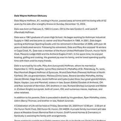 Hoffman, Dale Wayne obit