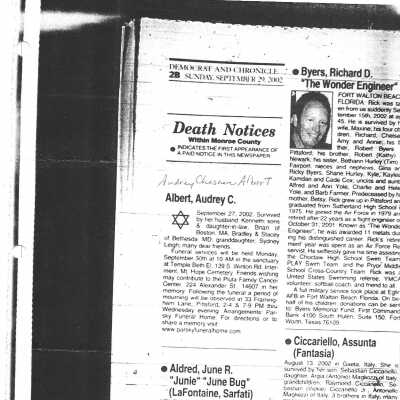 Chesner, Audrey Albert obit