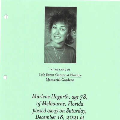 Gilbert, Marlene Hogarth obit