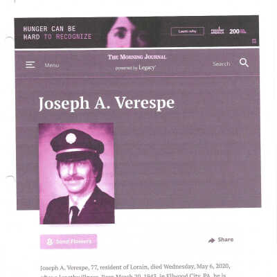 Verespe, Joseph A. obit