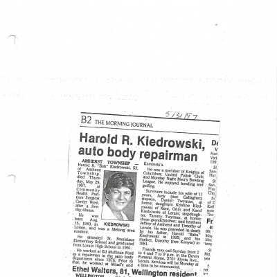 Kiedrowski, Harold R obit