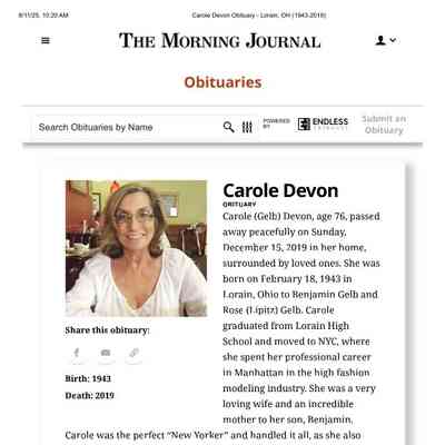 Gelb Devon, Carole Obit