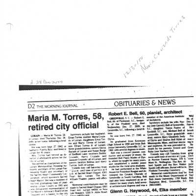 Cruzado, Maria M. Torres obit