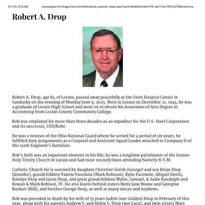 Drop, Robert A. Obituary