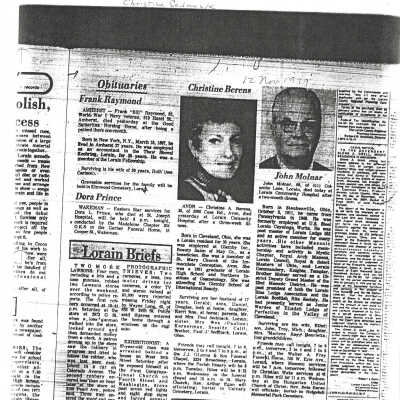 Sedmack, Christine A. Berens obit