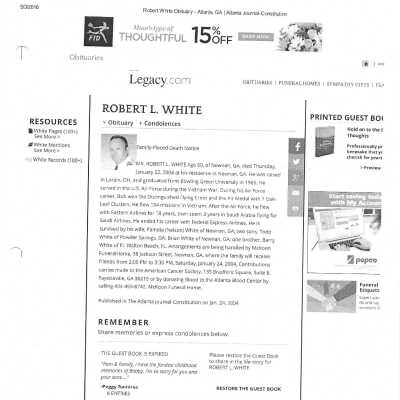 White, Robert L. obit