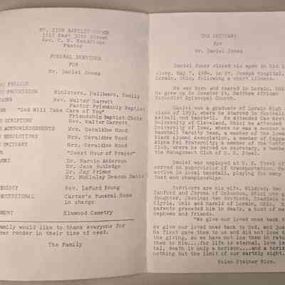 Daniel Jones funeral program