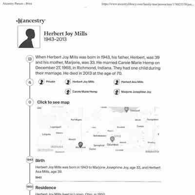 Mills, Herbert Joy obit