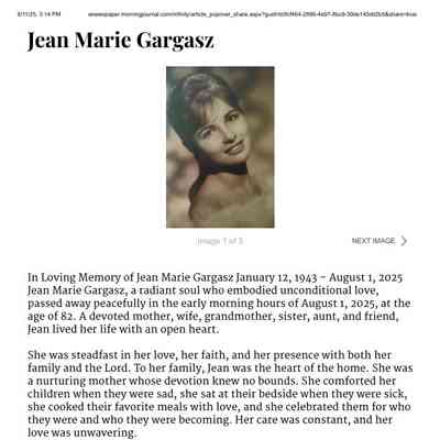 Abrahamowicz Gargasz, Jean Marie Obituary