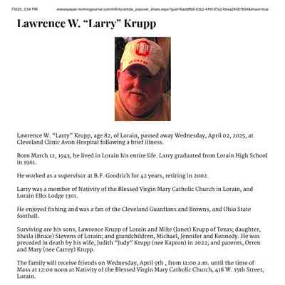 Krupp, Lawrence 'Larry' W obit