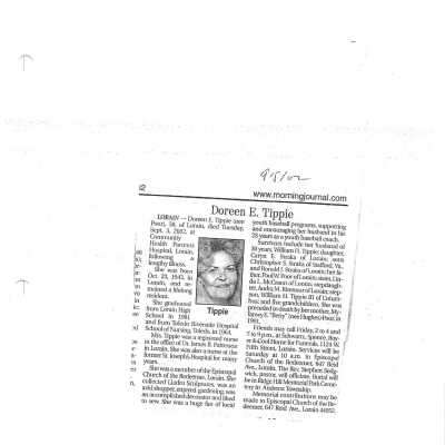 Poor, Doreen E Tippie obit