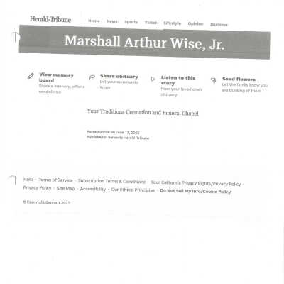 Wise, Marshall Arthur obit