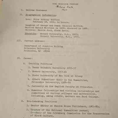 Toni Morrison Program