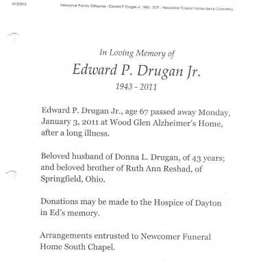 Drugan, Edward R Jr obit