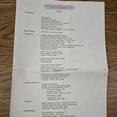 Linda Nardini, Performances Resume