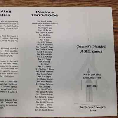 Greater St. Matthew A.M.E. Church program