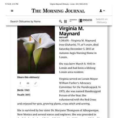 Gluhank Maynard, Virginia M.