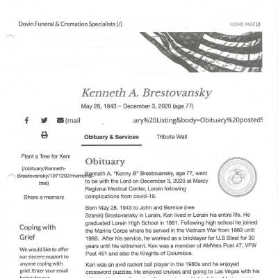 Brestovansky, Kenneth A. obit