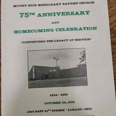 Mt. Zion M. B. Church 75th Anniversary program