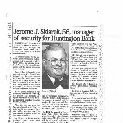 Sklarek, Jerome J. obit