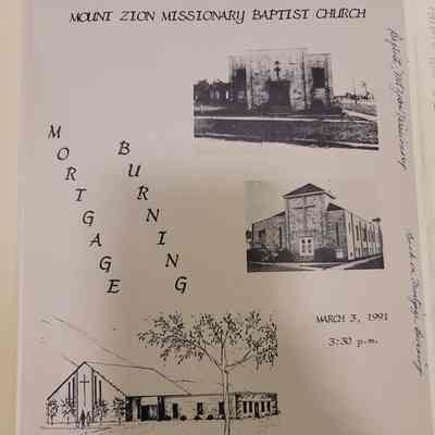 Mt. Zion M. B. Church mortgage burning program