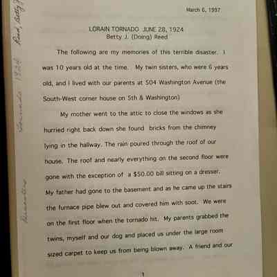 Tornado Account - Betty J. (Doing) Reed