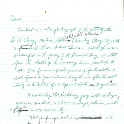 Meeting of Black and Latino Church Leaders, May 28 1992 - Draft of letter to attendees