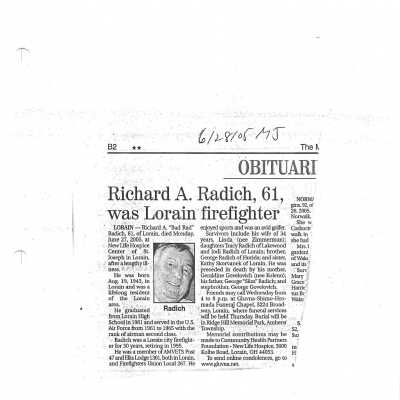 Radich, Richard Bad Rad A obit