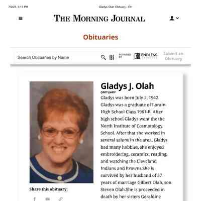 Olah, Gladys obit