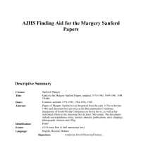 American Jewish Historical Society finding aid for the Margery Sanford papers