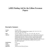 American Jewish Historical Society finding aid for the Lillian Foreman papers