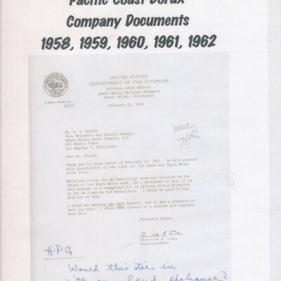 Pacific Coast Borax Company Documents, 1958, 1959, 1960, 1961, 1962
