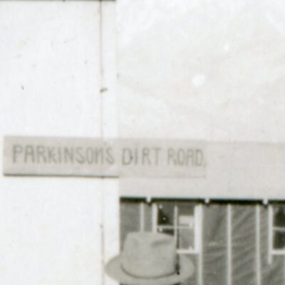 Detail of the sign: Parkinson's Dirt Road: Resolution: 3000 dpi