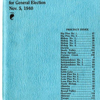 Index to the Great Register of Inyo County, California, General Election, Nov. 5, 1940