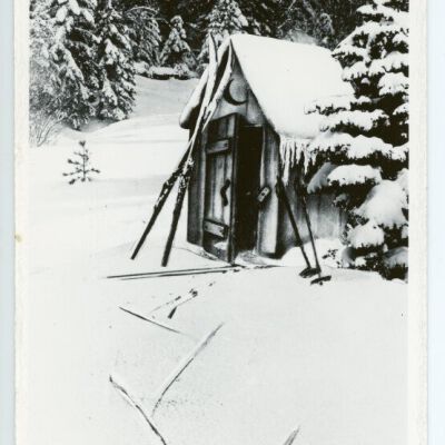 At the end of the ski trail