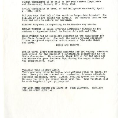 2004.14.138: Whitney Peeks Newsletter, June 22, 1961, pg. 3: Resolution: 150 dpi