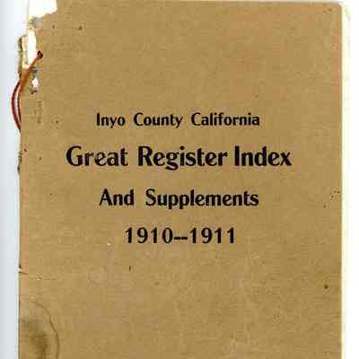 Great Register Index and Supplements, Inyo County, California, 1910-1911