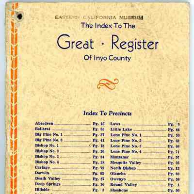 Index to the Great Register of Inyo County, General Election, Nov. 6, 1934