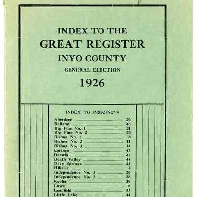 Index to the Great Register, Inyo County, General Election, 1926