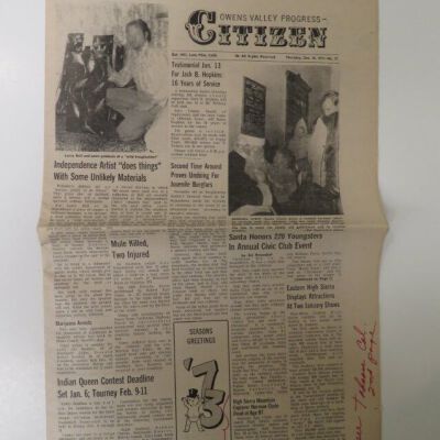 Owens Valley Progress Citizen, No. 52, December 28, 1972