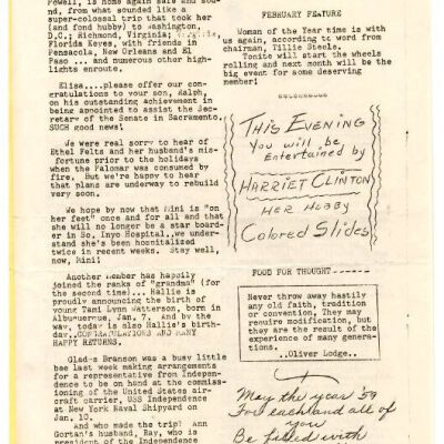 2004.14.114: Whitney Peeks newsletter, January 1959, pg. 2: Origformat: Artifact; Resolution: 150 dpi