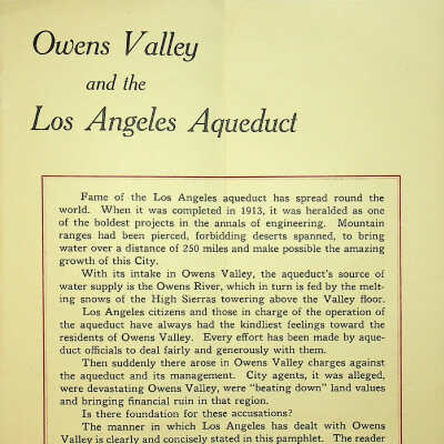 Owens Valley and the Los Angeles Aqueduct