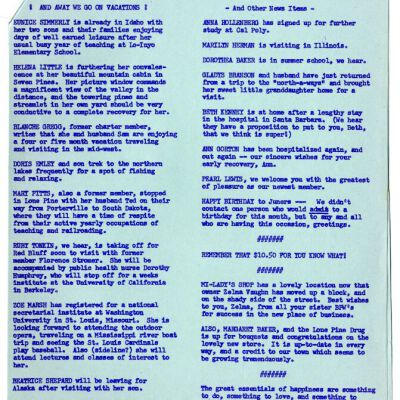 2004.14.118: Whitney Peeks newsletter, June 1959, pg. 2: Origformat: Artifact; Resolution: 150 dpi