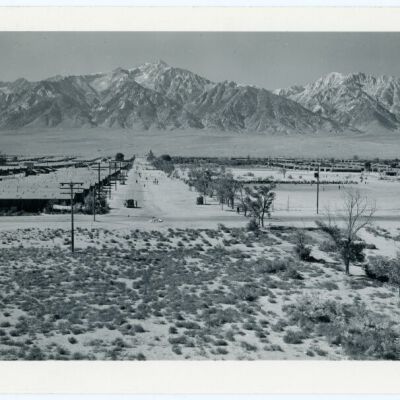 Manzanar from Guard Tower, view west (Sierra Nevada in background)