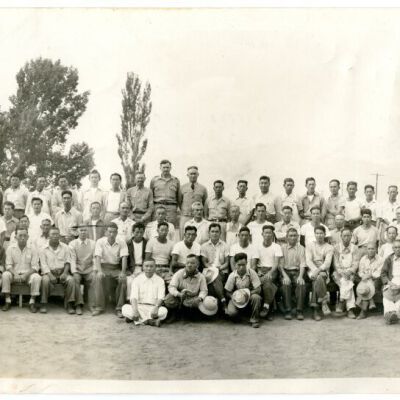 Photograph of Public Works, Manzanar, A.M. Sandridge, Chief Engineer, and staff