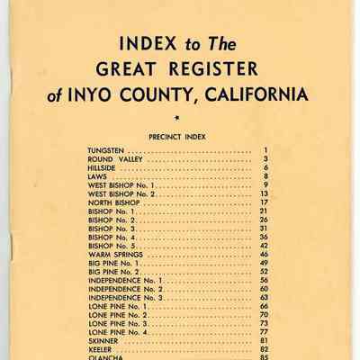 Index to the Great Register of Inyo County, California, General Election, November 7, 1950