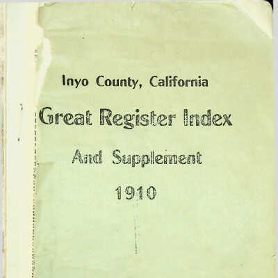 Great Register Index and Supplement, Inyo County, California, 1910