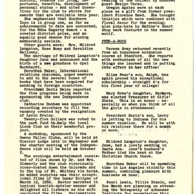 2004.14.129: Whitney Peeks newsletter, July 1960, pg. 2: Origformat: Artifact; Resolution: 150 dpi