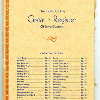 Index to the Great Register of Inyo County, General Election, Nov. 6, 1934
