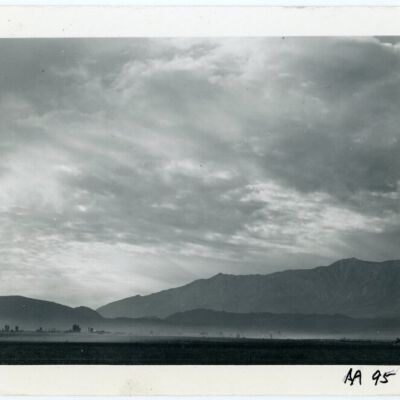 View SW over Manzanar, dust storm